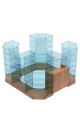 Торговый павильон - островок со скошенными стеклянными витринами для продажи косметики ТПОДК-АБ-10