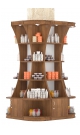 Островной высокий стеллаж вокруг колонны с полками и накопителями для продажи косметики серии COSMETIC №2
