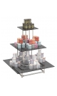 Пирамида на хромированном каркасе с квадратными тонированными полками для продажи чая и кофе ПХК-ЧК-03