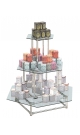 Пирамида на хромированном каркасе с шести-гранными прозрачными полками для продажи чая и кофе ПХК-ЧК-08