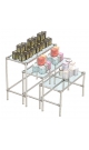 Пристенный комплект хромированных демо-столов с прозрачными полками 6 мм для продажи чая и кофе ПКХДС-ЧК-D44-01