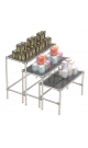 Пристенный комплект хромированных демо-столов с тонированными полками для продажи чая и кофе ПКХДС-ЧК-D44-03