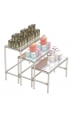 Пристенный комплект хромированных демо-столов с зеркальными полками для продажи чая и кофе ПКХДС-ЧК-D44-05