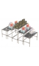 Островной комплект хромированных демо-столов с тонированными полками для продажи чая и кофе ОКХДС-ЧК-D45-03