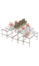 Островной комплект хромированных демо-столов с зеркальными полками для продажи чая и кофе ОКХДС-ЧК-D45-05