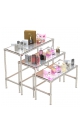 Пристенный комплект хромированных демо-столов с верхними зеркалами для продажи парфюмерии серии PERFUME ХДС-PER-D44-05