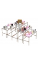 Островной комплект хромированных демо-столов с зеркальными верхними полками для продажи парфюмерии серии PERFUME ХДС-PER-D45-05