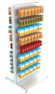 Металлический высокий островной стеллаж с перфорацией для магазина канцелярских товаров серии CLERIC CL-МЕТ-ОС-№4