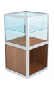 Прилавок квадратный из профиля со стеклянной полкой для магазина канцелярских товаров серии CLERIC СL-ПП-№2