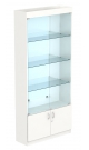 Стеклянный шкаф витрина белый с зеркалом СШВБ-ЭК-03