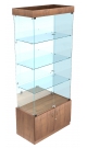 Стеклянный шкаф витрина с подсветкой и зеркалом для дома СШВПД-ИС-03