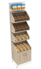 Пристенный узкий металлический стеллаж с прозрачными разделителями на 16 ячеек для продажи конфет и орехов NUT-МП-04