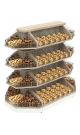 Островной металлический стеллаж со стеклянными разделителями на 72 ячейки для выкладки конфет и орехов NUT-МОС-02