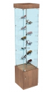 Стеклянная квадратная торговая витрина с прозрачными мини полками лесенкой для продажи очков GLASSES-ВФО-ПР-2-2