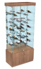 Стеклянная торговая витрина с зеркальной задней стенкой, четырьмя светильниками и прозрачными полками для продажи очков GLASSES-ВФО-ПР-3-4