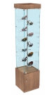 Стеклянная торговая витрина квадратная с зеркальными мини полками и верхней подсветкой для продажи очков GLASSES-ВФО-ЗР-2-2