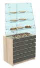 Торговый прилавок для хлеба и выпечки со стеклянной надставкой BAKERY-ТПХ-15Д
