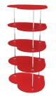 Торговый островной хромированный стеллаж с пятью полками красной расцветки СЕРДЦЕ №2-КР