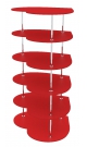 Торговый островной хромированный стеллаж с шестью полками красной расцветки СЕРДЦЕ №1-КР