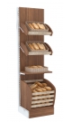 Узкий стеллаж для продажи хлеба серии BAKERY с нижней корзиной - накопителем №4