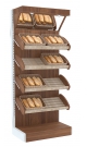 Стеллаж для продажи хлеба серии BAKERY с полками - корзинами и верхним зеркальным фризом №1