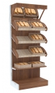 Высокий стеллаж для продажи хлеба серии BAKERY с полками - корзинами и верхним зеркальным фризом №3