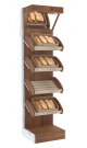 Узкий стеллаж для продажи хлеба серии BAKERY с полками - корзинами и верхним зеркальным фризом №4