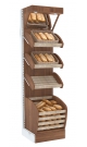 Пристенный стеллаж для продажи хлеба серии BAKERY с нижней корзиной - накопителем и зеркальным фризом №3