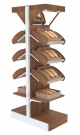 Узкий островной стеллаж с наклонными зеркалами BAKERY для хлеба и выпечки №2Ф-600