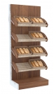 Пристенный стеллаж для хлеба с наклонными корзинами в продуктовый магазин №1