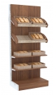 Пристенный стеллаж для хлеба с корзинами и полками в продуктовый магазин №2
