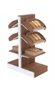 Островной стеллаж для хлеба узкий с корзинами и полками в продуктовый магазин №4