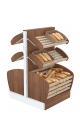 Островной стеллаж для хлеба низкий с нижними накопителями и корзинами в продуктовый магазин №5