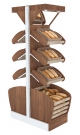 Островной стеллаж для хлеба узкий с подсветкой и зеркалом в продуктовый магазин №10