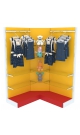 Модульная система со стеклянными полками и хромированными пристенными поручнями для продажи детской одежды угловая KIDS-ДО-У-4