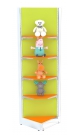 Разноцветный угловой стеллаж с полками ДСП для продажи детской одежды KIDS-ДО-СТД-7