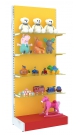Разноцветный пристенный стеллаж со стеклянными полками для продажи детской одежды KIDS-ДО-СТП-1