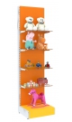 Разноцветный узкий стеллаж со стеклянными полками для продажи детской одежды KIDS-ДО-СТП-2