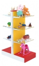 Разноцветный стеллаж с шестью стеклянными полками для продажи детской одежды KIDS-ДО-СТП-6