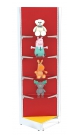 Разноцветный угловой стеллаж со стеклянными полками для продажи детской одежды KIDS-ДО-СТП-7