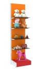 Разноцветный узкий стеллаж с тонированными полками для продажи детской одежды KIDS-ДО-СТТ-2