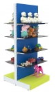 Разноцветный островной стеллаж с тонированными полками для продажи детской одежды KIDS-ДО-СТТ-3