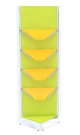 Разноцветный угловой стеллаж с наклонными полками для продажи детской одежды KIDS-ДО-СТН-7