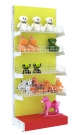 Разноцветный пристенный стеллаж с корзинами для продажи детской одежды KIDS-ДО-СТК-1