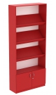 Стеллаж с закрытым накопителем и наклонными полками для магазина детской одежды RED №4-ДВ