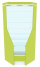 Аптечная витрина первой линии внутренний угол с верхним фризом серии АЛМАЗ - ЛАЙМ №4-Ф