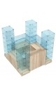 Стеклянный павильон - островок с квадратными витринами для магазина посуды DISHES-СПО-ХП-16