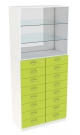 Шкаф для аптек №7-1 с 16-ю ящиками двумя стеклянными полками и зеркальной стенкой серии ЛАЙМ
