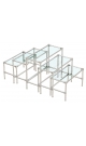 Хромированные островные демо-столы со стеклянными полками для магазина постельного белья LINEN-D45-02
