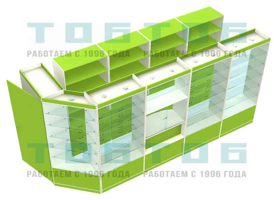 Торговый угловой павильон для аптеки серии ЛАЙМ №3 (6, 58 кв.м)
